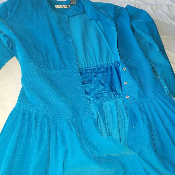 Liz Claiborne Casual Turquoise Soft Corduroy Dress - Picture 6 of 15